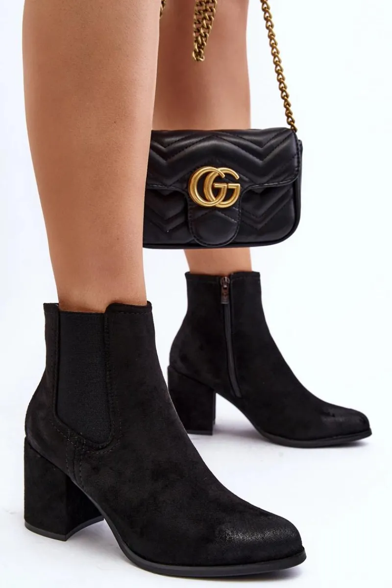 Outlet Boto Damskie Botki Na Słupku Czarne Arianti