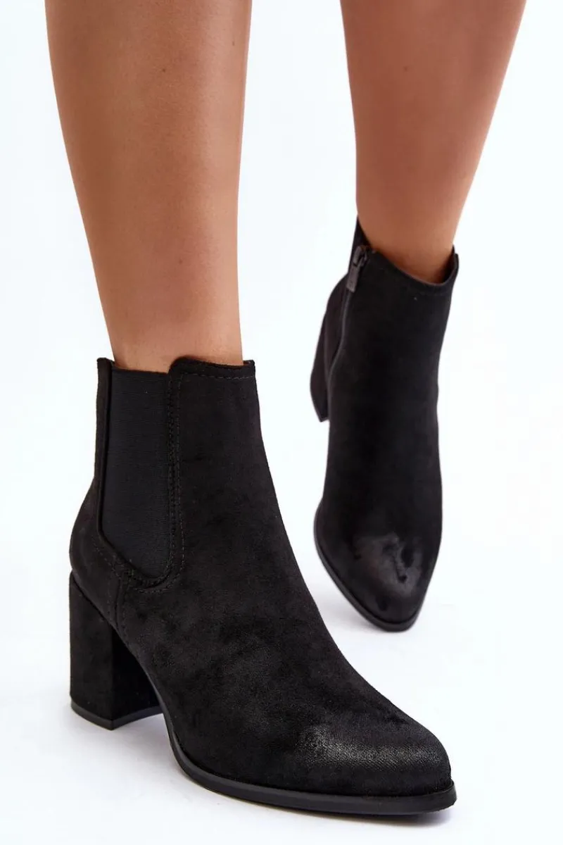 Outlet Boto Damskie Botki Na Słupku Czarne Arianti