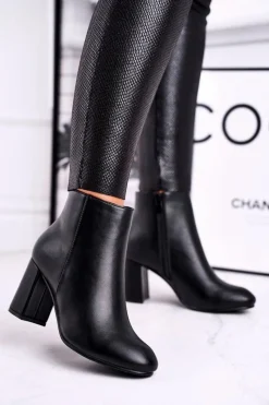 Botki Na Słupku|Czarne Botki>Boto Damskie Botki Na Słupku Czarne Gun