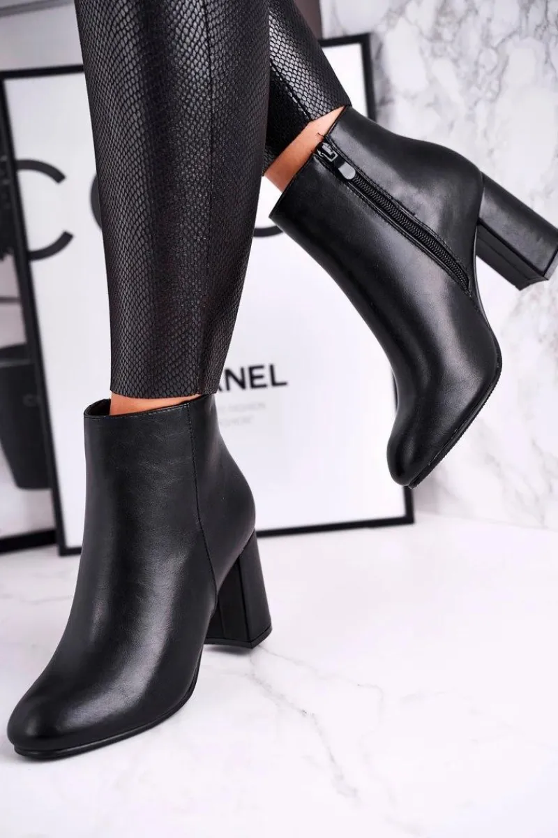 Botki Na Słupku|Czarne Botki>Boto Damskie Botki Na Słupku Czarne Gun