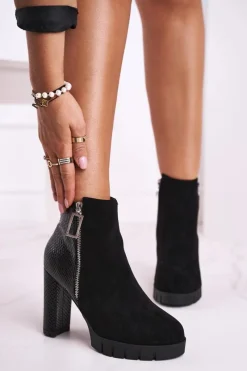 Hot Damskie Botki Na Słupku Czarne Cissy Damskie Botki Na Słupku|Czarne Botki