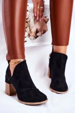 Botki Na Słupku|Botki Na Obcasie>Boto Damskie Botki Na Słupku Czarne Wycięte Meliori