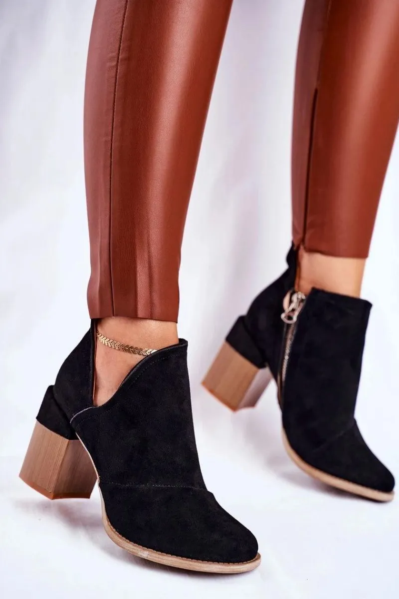 Botki Na Słupku|Botki Na Obcasie>Boto Damskie Botki Na Słupku Czarne Wycięte Meliori