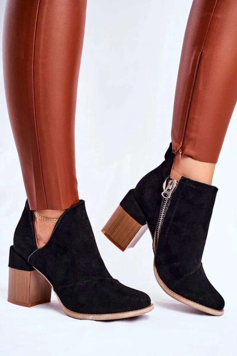 Botki Na Słupku|Botki Na Obcasie>Boto Damskie Botki Na Słupku Czarne Wycięte Meliori