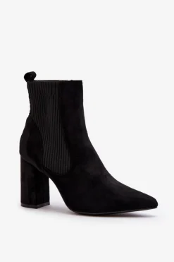 Outlet Boto Damskie Botki Na Słupku Czarne Tapara