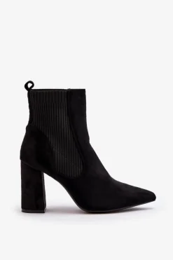 Outlet Boto Damskie Botki Na Słupku Czarne Tapara