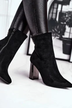 Clearance Damskie Botki Na Słupku Czarne Trens Damskie Botki Na Słupku|Czarne Botki