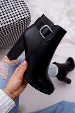 Hot Damskie Botki Na Słupku Czarne Mastor Damskie Botki Na Słupku|Botki Zimowe Damskie