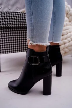 Hot Damskie Botki Na Słupku Czarne Mastor Damskie Botki Na Słupku|Botki Zimowe Damskie