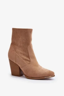 Botki Wiosenne|Botki Na Słupku>Boto Damskie Botki Na Słupku Khaki Sanile