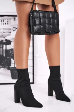 Discount Boto Damskie Botki Na Słupku Lycra Czarne Morie