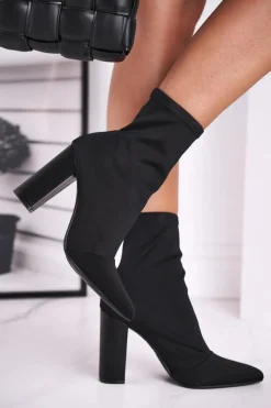 Discount Boto Damskie Botki Na Słupku Lycra Czarne Morie
