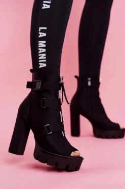 Botki Na Słupku|Botki Na Obcasie>Boto Damskie Botki Na Słupku Open Toe Czarne Gladios