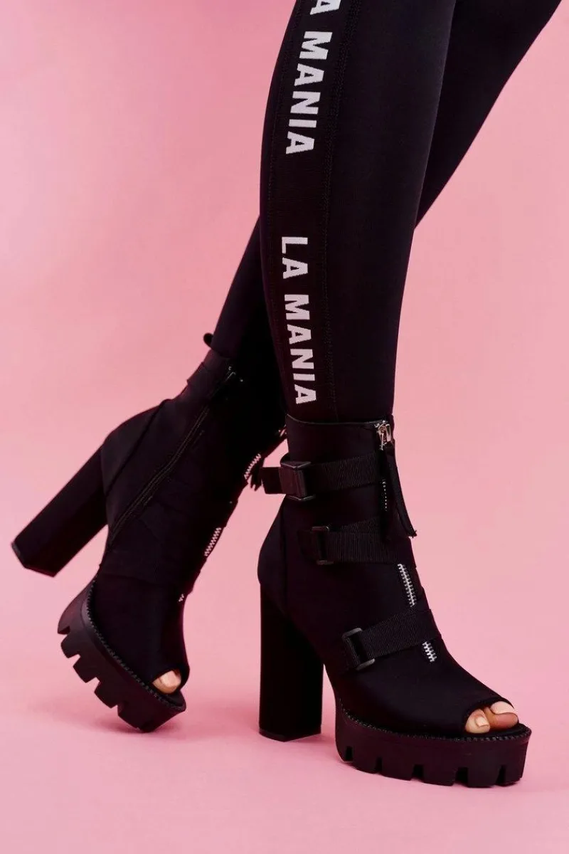 Botki Na Słupku|Botki Na Obcasie>Boto Damskie Botki Na Słupku Open Toe Czarne Gladios