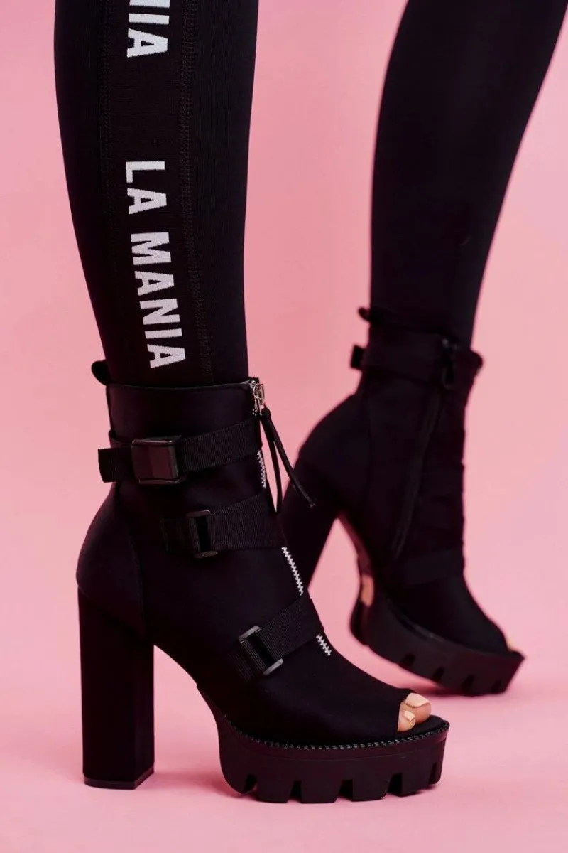 Botki Na Słupku|Botki Na Obcasie>Boto Damskie Botki Na Słupku Open Toe Czarne Gladios