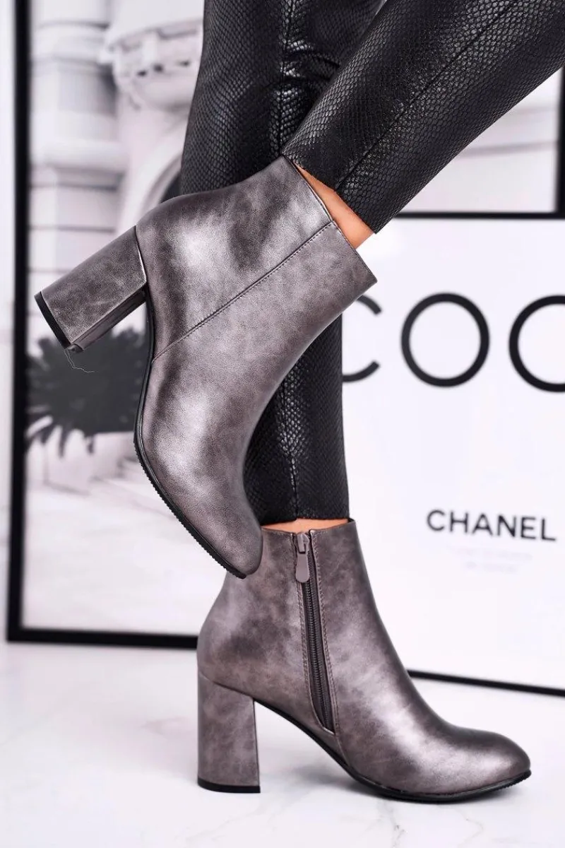 Online Damskie Botki Na Słupku Szare Gun Damskie Botki Na Słupku|Czarne Botki