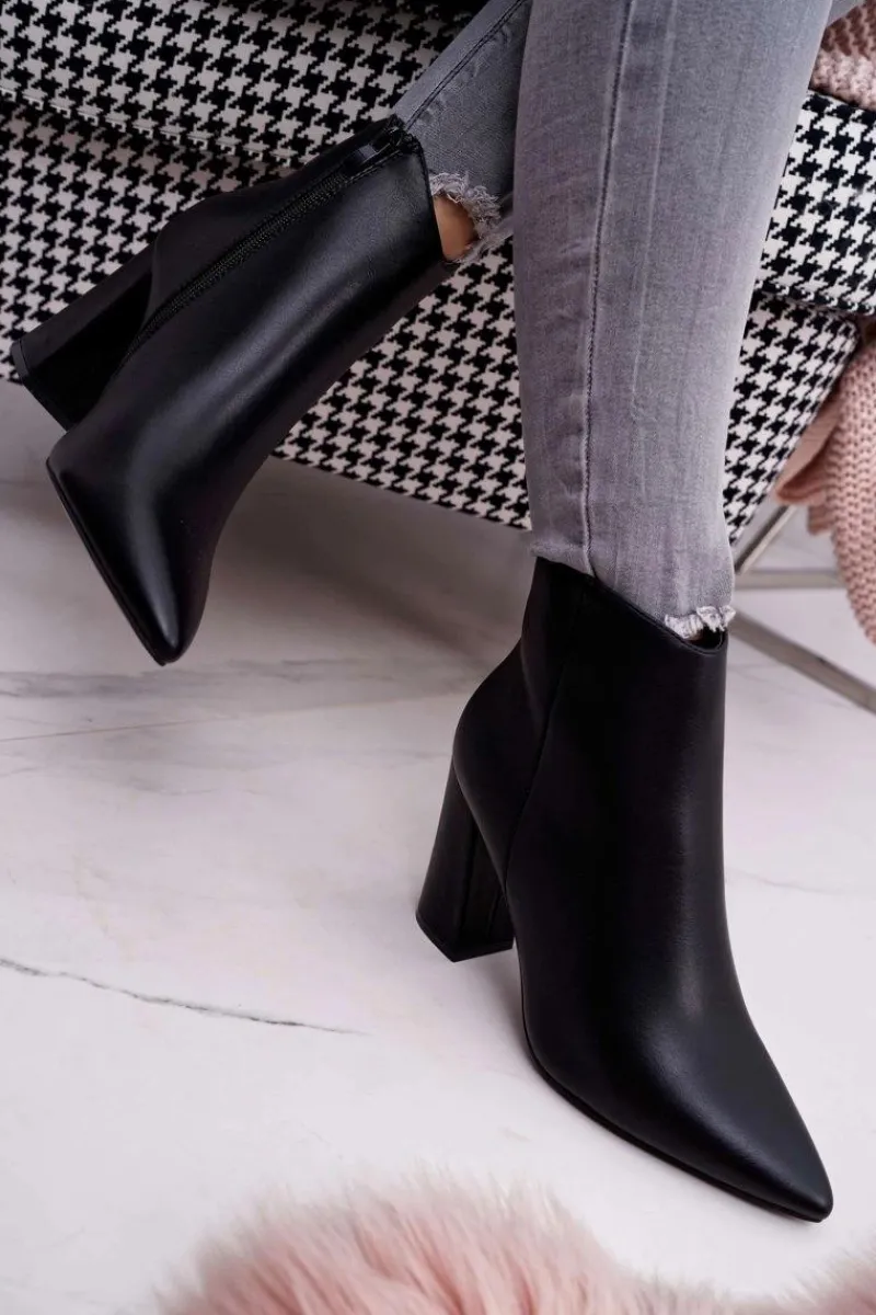 Online Boto Damskie Botki Na Słupku W Szpic Czarne Felino