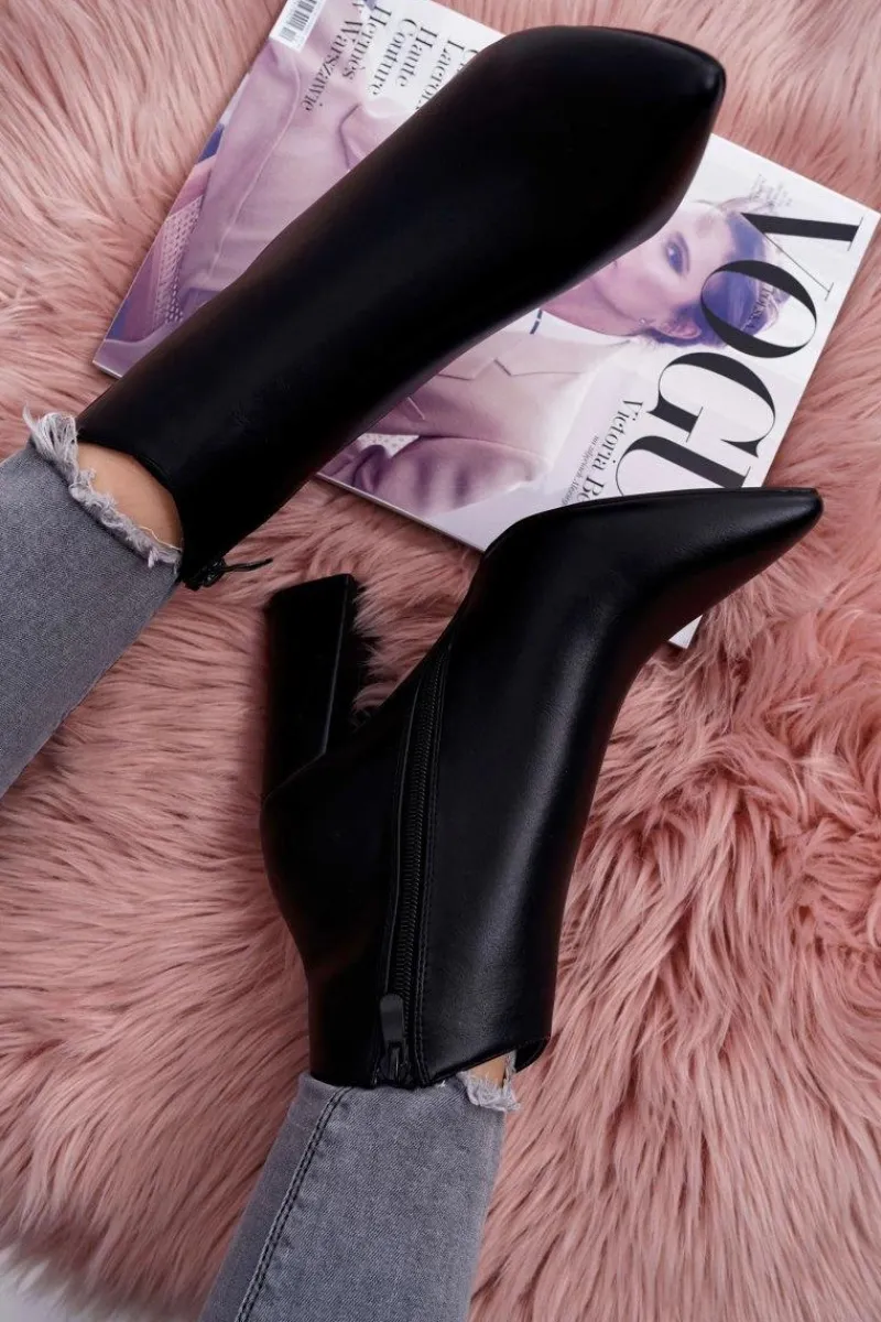 Online Boto Damskie Botki Na Słupku W Szpic Czarne Felino