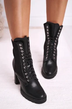 Boto Damskie Botki Na Słupku Wysokie Czarne Erdogan