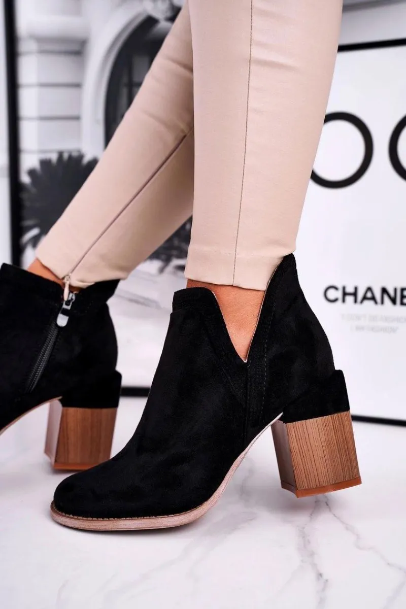 Hot Boto Damskie Botki Na Słupku Wycięte Czarne Meliori Dream