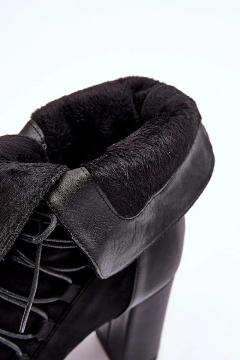 Botki Na Słupku|Czarne Botki>Boto Damskie Botki Na Słupku Z Wiązaniem Czarne Artie