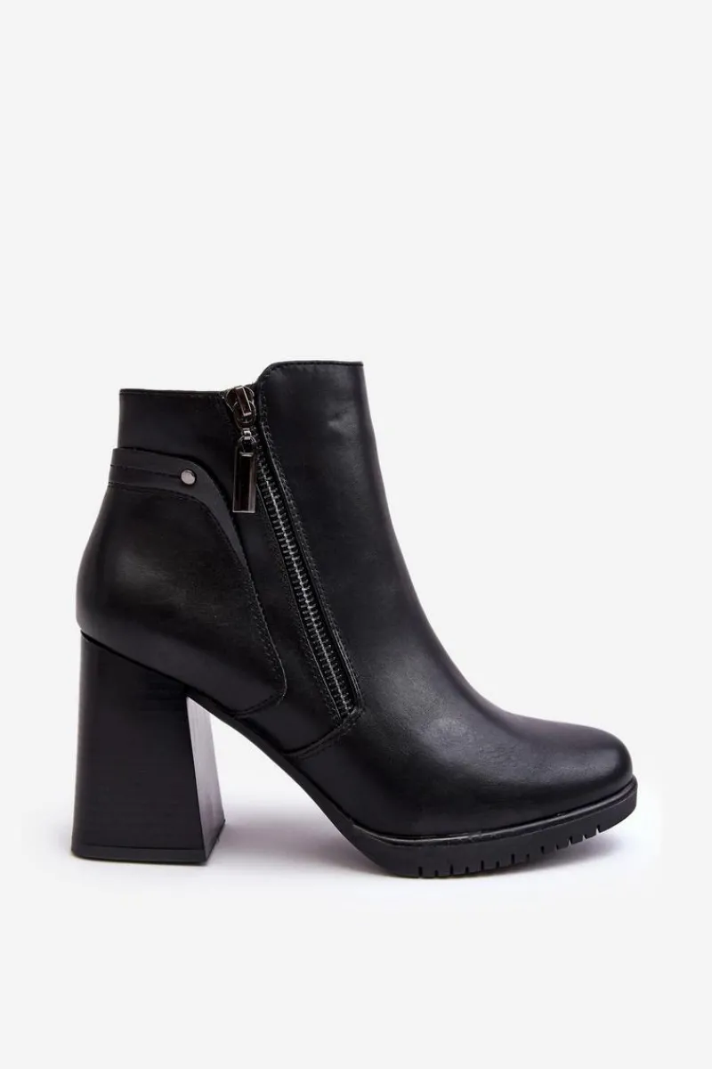 Botki Zimowe Damskie|Brązowe I Beżowe Botki>Buty Sergio Leone Damskie Botki Na Słupku Z Suwakami Czarne Ryelle