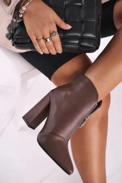 New Boto Damskie Botki Na Słupku Zamek z Przodu Khaki Save Me