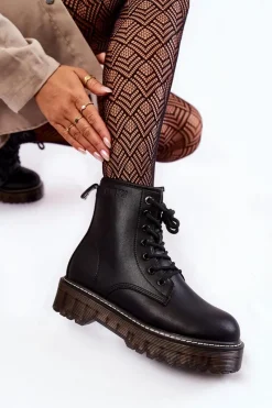 Damskie Trapery|Botki Sznurowane>Big Star Shoes Damskie Botki Na Suwak Big Star KK274537 Czarne