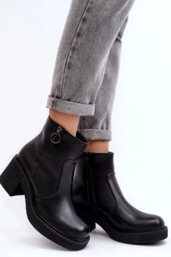 Best Buty Sergio Leone Damskie Botki Na Suwak Czarne Romella Czarny