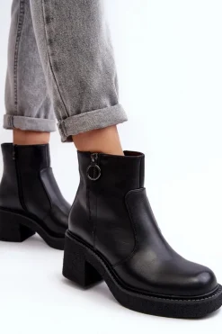 Best Buty Sergio Leone Damskie Botki Na Suwak Czarne Romella Czarny