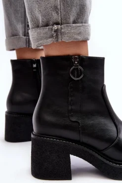 Best Buty Sergio Leone Damskie Botki Na Suwak Czarne Romella Czarny