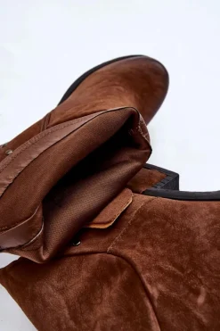 Hot Damskie Botki Na Suwak Z Ćwiekami Brązowe Lance Damskie Botki Wiosenne|Botki Zimowe Damskie