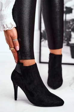 Czarne Botki|Botki Zimowe Damskie>Boto Damskie Botki Na Szpilce Czarne Office