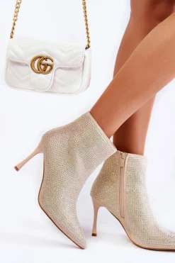 Brązowe I Beżowe Botki|Botki Na Obcasie><noscript><img width=