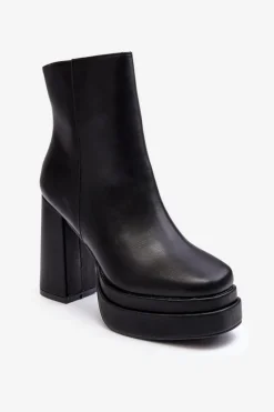 Discount Damskie Botki Na Wysokim Słupku I Platformie Czarne Sandstra Damskie Czarne Botki|Botki Zimowe Damskie