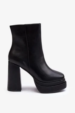 Discount Damskie Botki Na Wysokim Słupku I Platformie Czarne Sandstra Damskie Czarne Botki|Botki Zimowe Damskie