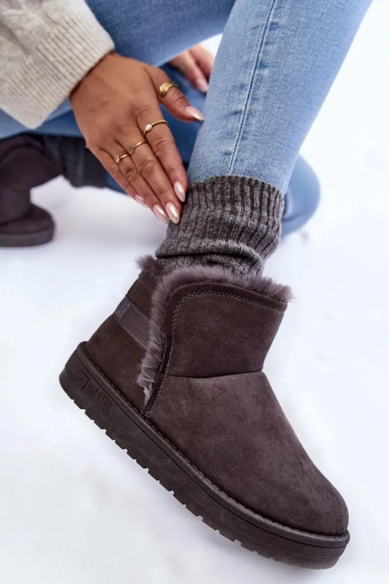 Śniegowce Damskie>Big Star Shoes Damskie Botki Śniegowce Big Star KK274623 Szare Szary