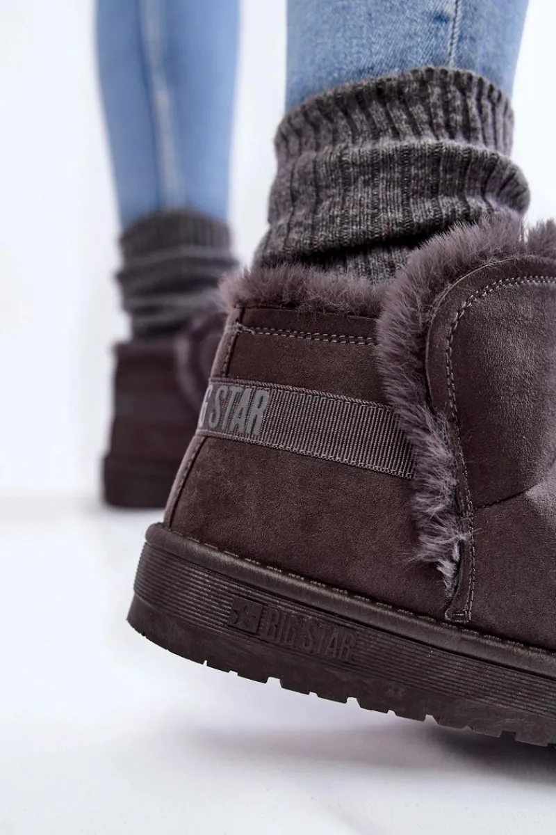 Śniegowce Damskie>Big Star Shoes Damskie Botki Śniegowce Big Star KK274623 Szare Szary