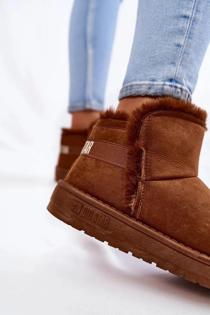 Śniegowce Damskie>Big Star Shoes Damskie Botki Śniegowce Big Star KK274620 Brązowe