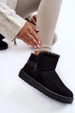 Sale Damskie Botki Śniegowce Big Star KK274622 Czarne Damskie Śniegowce Damskie