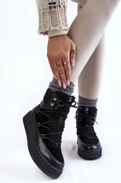 Best Boto Damskie Botki Śniegowce La.Fi 280072B-QN Czarne