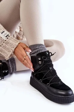 Best Boto Damskie Botki Śniegowce La.Fi 280072B-QN Czarne