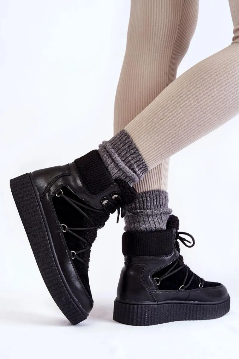 Best Boto Damskie Botki Śniegowce La.Fi 280072B-QN Czarne