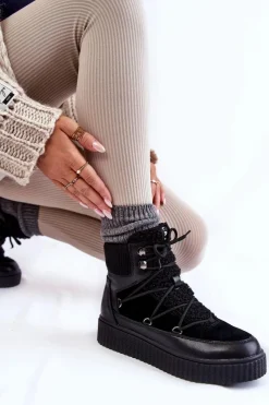 Best Boto Damskie Botki Śniegowce La.Fi 280072B-QN Czarne