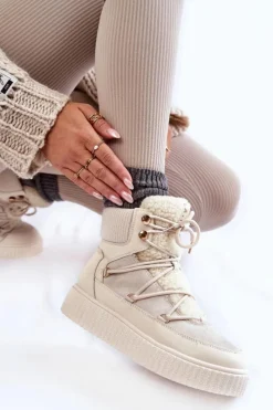 Śniegowce Damskie>Boto Damskie Botki Śniegowce La.Fi 280072W-QN Jasnobeżowe