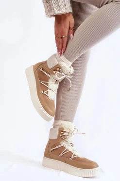 Sale Damskie Botki Śniegowce La.Fi 280072TA-QN Beżowe Damskie Śniegowce Damskie