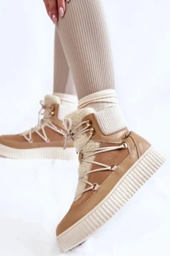 Sale Damskie Botki Śniegowce La.Fi 280072TA-QN Beżowe Damskie Śniegowce Damskie