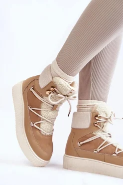 Sale Damskie Botki Śniegowce La.Fi 280072TA-QN Beżowe Damskie Śniegowce Damskie