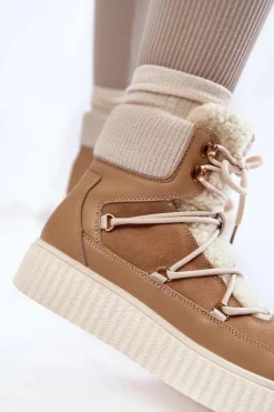 Sale Damskie Botki Śniegowce La.Fi 280072TA-QN Beżowe Damskie Śniegowce Damskie