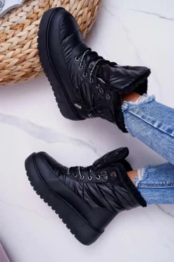 Śniegowce Damskie>Boto Damskie Botki Śniegowce Ocieplane Futerkiem Czarne Fahrenheit